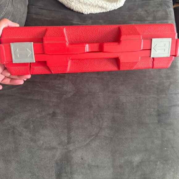 Vintage Lego Red Plastic Storage Box With Mixed Duplo Blocks & Figures - Picture 2 of 4